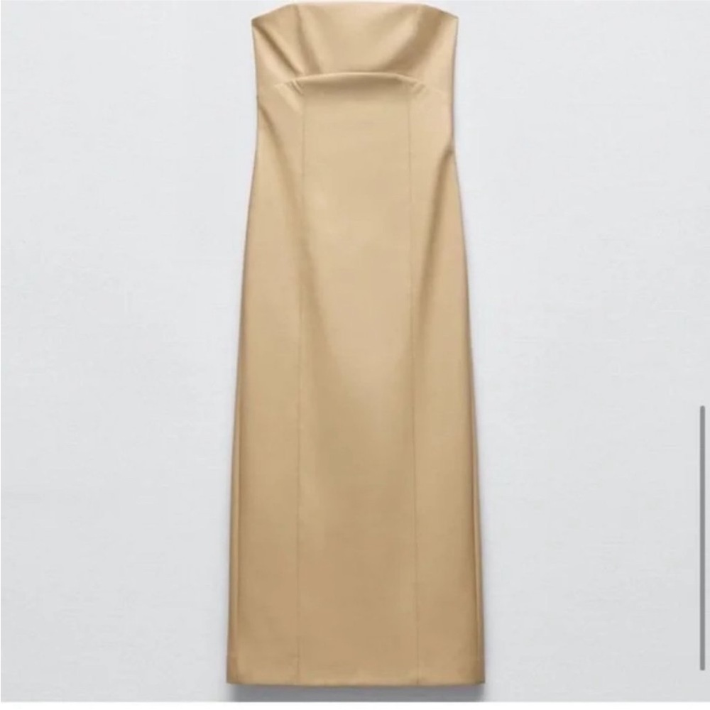 ZARA Woman NWT Cream Faux Leather Dress XS